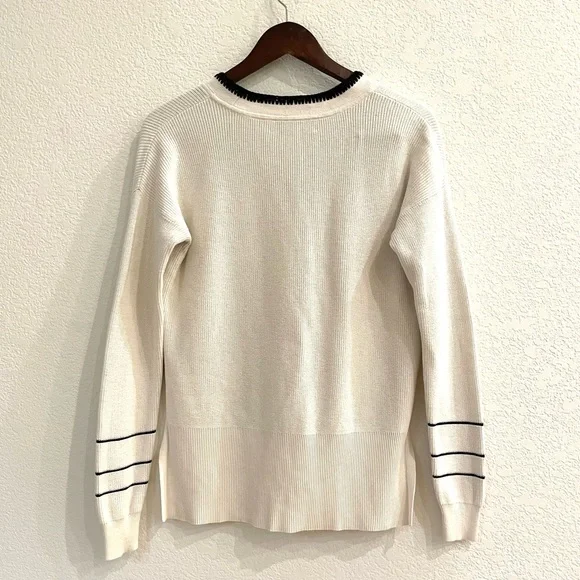 Derek Lam 10 Crosby Ivory Crochet Pipe Trim Pullover Sweater Cotton Cashmere - Picture 7 of 10